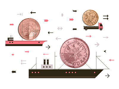 Fiec April currency export import sea ship vector