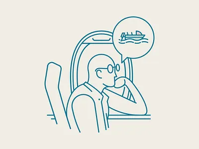 Longing fishing icon illustration longing man plane sea ship travel vector work