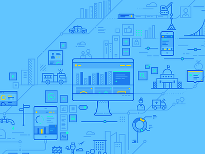 Infor Public Sector Key visual icons illustration linework