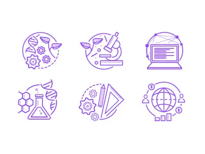 Science icon set biology chemistry computer engeneering icon life mathematics science set