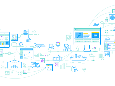 Infor Distribution Key visual distribution illustration linework