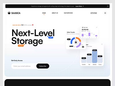 Saasica - Cloud Storage agency animation cloud company design elementor framer interaction landing page platform saas software storage studio ui webflow website wordpress