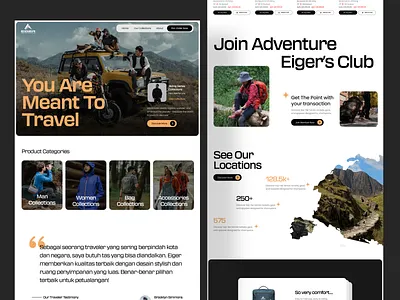 Eiger Adventure - Website Redesign adventure branding design illustration landing page marketplace minimal nature online shop sport traveler trip ui ui design uiux vacation web design website