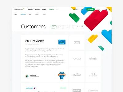 Customers agile clean hurts landing scrum targetprocess webdesign
