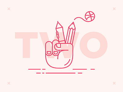 Two Dribbble Invites dribbble illustration invite peace sign two vector