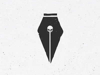 Skull Pen illustrator negative space nib pen pen tool skull