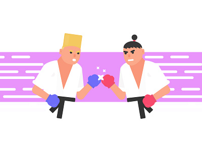 Day 10 - Fighting arts belt black belt challenge daily fight fighting flat illustration karate martial vs