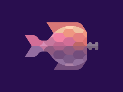 Fish without a head bone color fish flat food icon logo sea skeleton