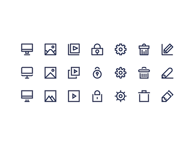 Icon Project. computer design icon line lock video minimal pencil photo settings stroke trash