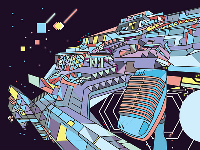 Radio Galaxy colours galaxy microphone neon night radio space spaceship