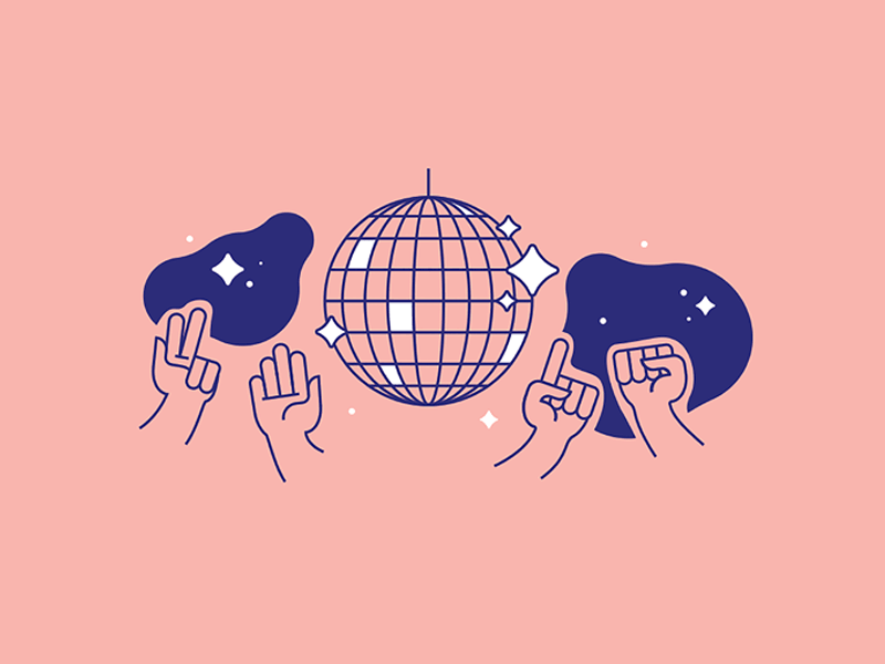She's back, honey. dance disco illustration line millennial pink party vector
