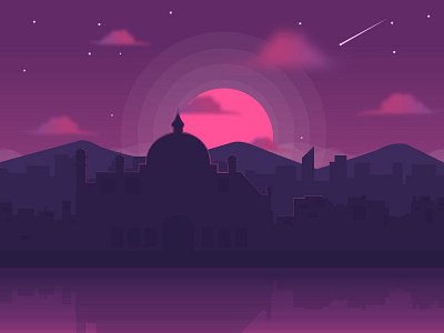 Beautiful Sunset illustration moscue skyline sunset