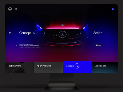 Mercedes Concept A Sedan automotive black blue concept homepage lights mercedes minimal web webdesign