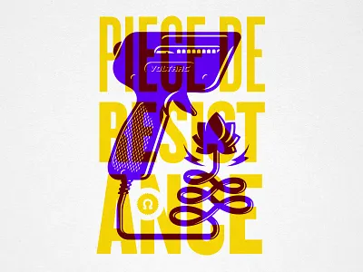 Piece De Resistance electric illustration lotus overprint poster screenprint steve bullock vector