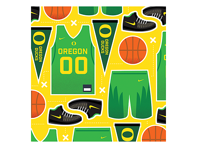 Ducks Basketball 2017 basketball drawing ducks flat green icons illustration pattern design shoes sports university of oregon vector