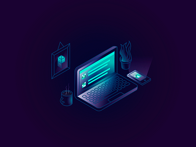 Manage it / Packed app design desk digital icon illustration office phone web