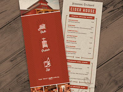 Cider House Menu apple cider drink menu flyer handout hard cider illustrations jonamac orchard menu orchard rustic wine menu