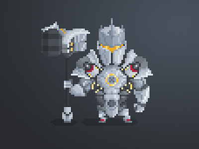 Pixel Little Guys & Gals 45: Overwatch Reinhardt character design cute design fan art games geek illustration overwatch pixel reinhardt