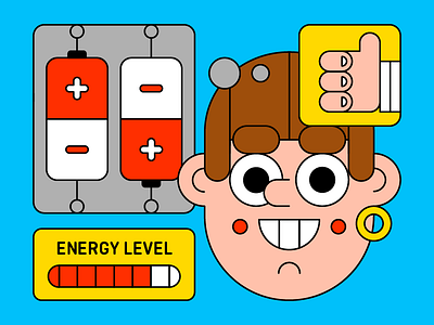 Stay Charged battery character charged energy happy illustration wire