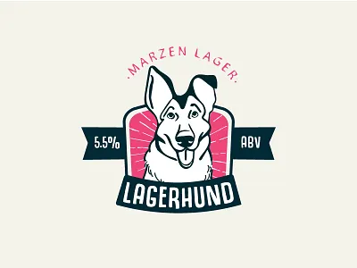 Happy German Shepherd badge beer dog german shepherd illustration
