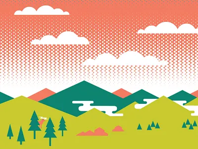 Fayettechill Earth Day Sneak Peek 4 clouds deer earth day earthday geometric hills illustration minimal mountains trees