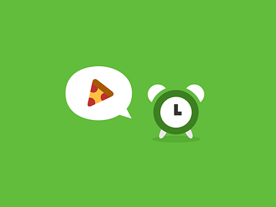 Pizza Time 2d alarm clock food green illustration morning pizza reminder time vector