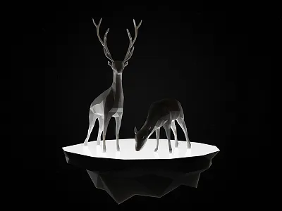 Deer Island 3d animal composition deer island light reflection render sss
