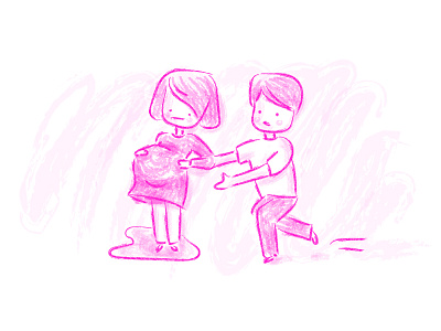 Stage 6: Nervousness couple cute hand drawn illustrations nervous pink pregnancy