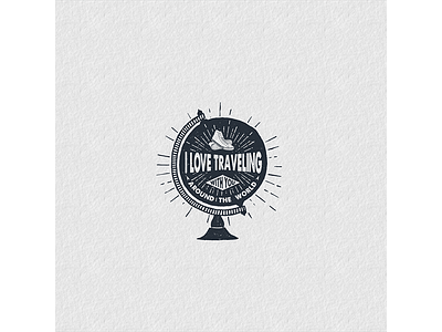 I love traveling with you adventure badge globe grunge logo travel trip typography wanderlust vintage world