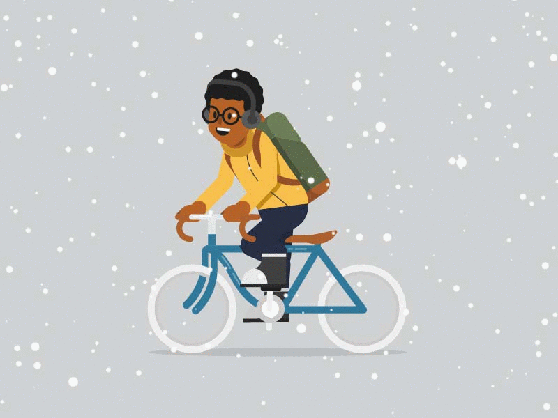 Snowy Cyclist ae ai animation bike cyclist design flat illustrator kid new year parallax snow