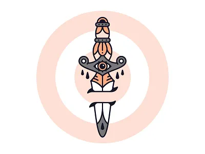 Dagger dagger illustration line art old school outline tattoo vector