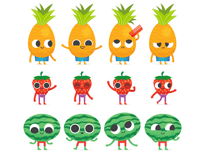 Fruit Characters 01 character fruit kiwi melon pineapple strawberry watermelon