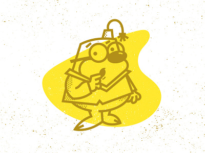 Morocco Mole cartoon character cute fun happy illustration line art retro texture yellow