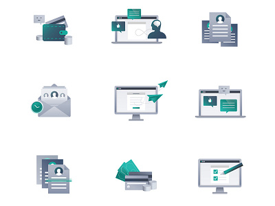 Icon Set Brainbroker communication computer gradient icons laptop money startup