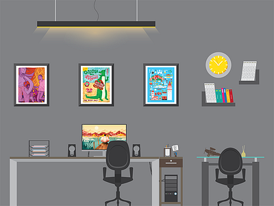 My Workplace agency creative design designer desk graphic poster setup studio work workplace