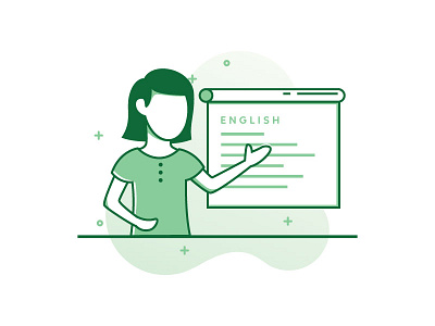 Teaching english girl icon illustration teacher teaching women working