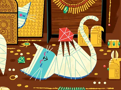 Cat Mummy 2 andrew kolb cat illustration kolbisneat light grey art lab mummy