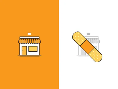 Franchise Illustrations band aid brand building damage franchise icon illustration store