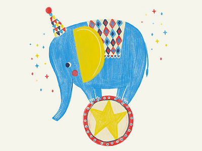 Elephant 100days circus elephant illustration lady