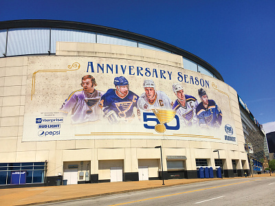 Anniversary Stadium Wrap branding campaign nhl sports design st. louis blues stadium graphics stanley cup typography vintage