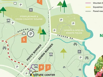 Springtime Warner Parks Map map design map illustration mapping trail map