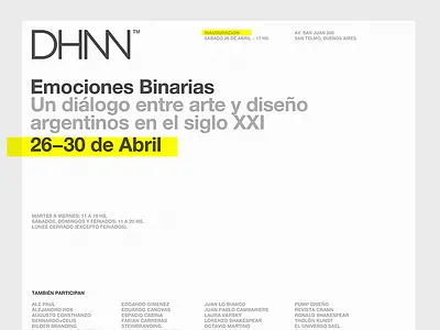 Event cover dhnn emociones binarias exhibition helvetica invite mamba museum
