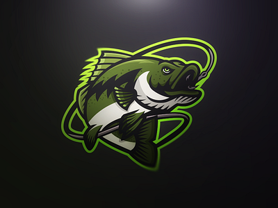 Largemouth Lures Mascot Logo bass branding esports esports logo fish fishing gaming hook largemouth bass logo mascot sports