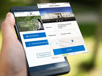 Mockup Pierre Fabre app geolocation mobile ui ux