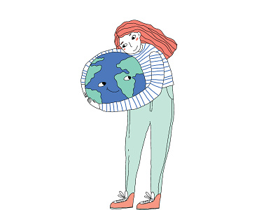 Earth day cartoon cute day earth day earthday ecology girl global warming holiday kids love