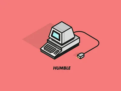 Commodore Pet computer icon illustration isometric lineart vector