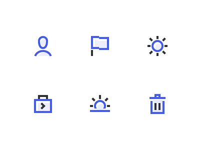 Icon Style Explorations blue icon line icons pictograms two tone