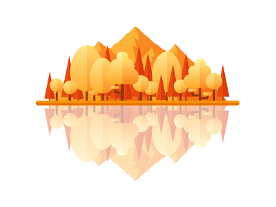 Autumn autumn illustration landscape mountains nature trees