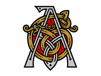 AG Monogram a celtic g monogram ornament snake