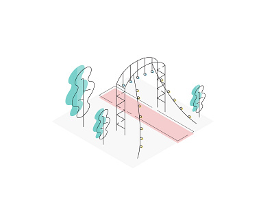 Wedding Lighting carpet illustration isometric italian lighting tree wedding